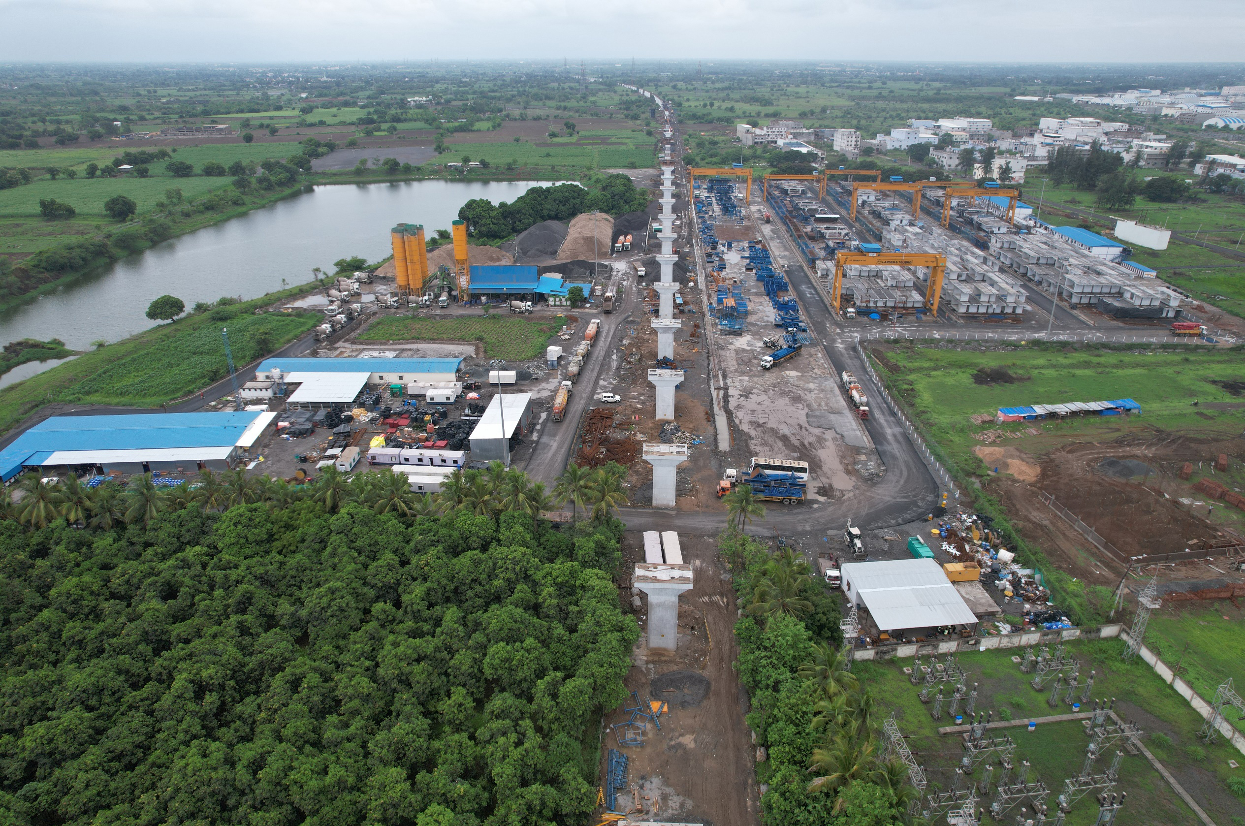 Track slab installation work in progress in Anand for Mumbai-Ahmedabad Bullet Train project